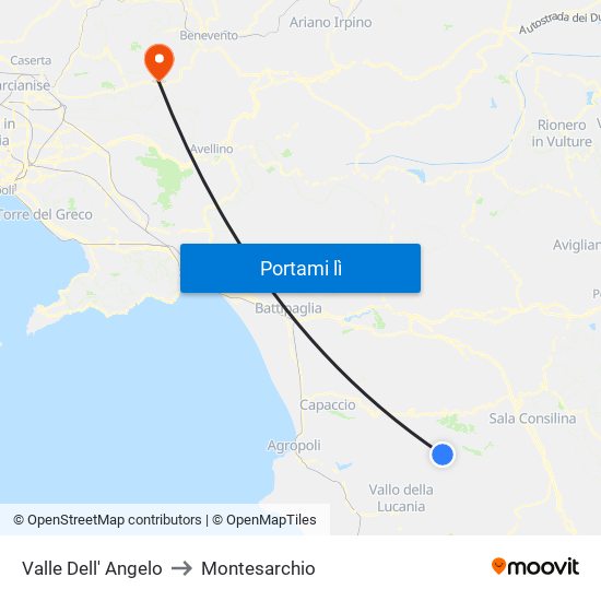 Valle Dell' Angelo to Montesarchio map