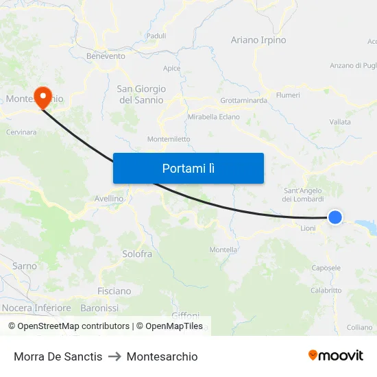 Morra De Sanctis to Montesarchio map