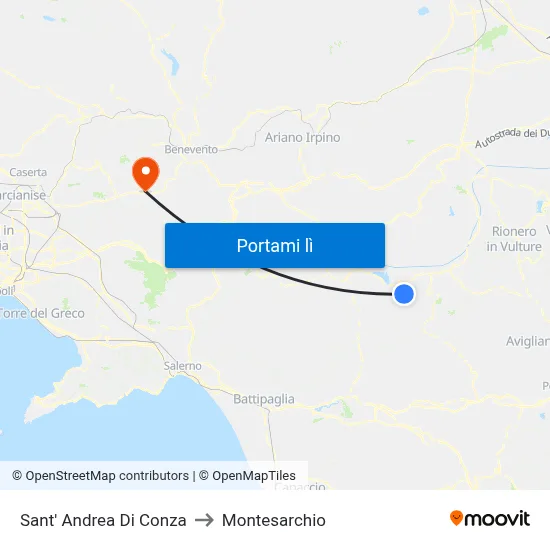 Sant' Andrea Di Conza to Montesarchio map