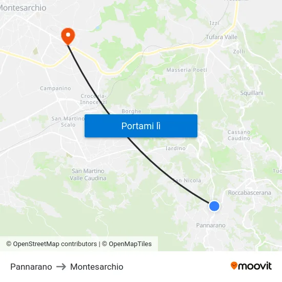 Pannarano to Montesarchio map