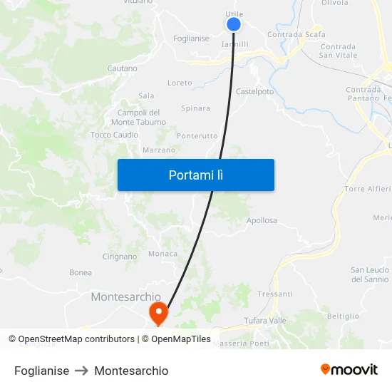 Foglianise to Montesarchio map
