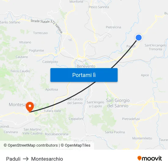 Paduli to Montesarchio map