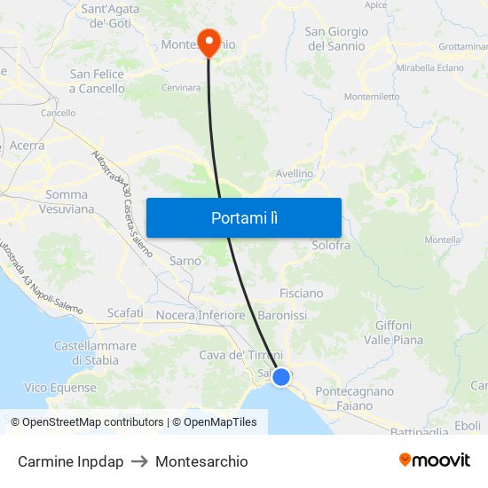 Carmine Inpdap to Montesarchio map