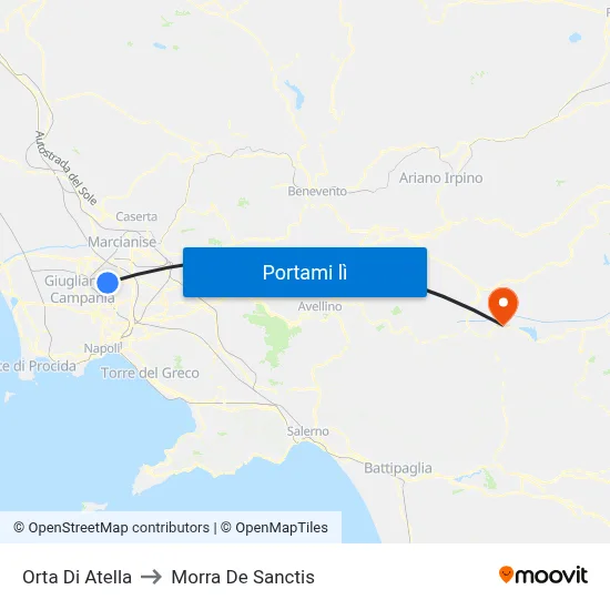 Orta Di Atella to Morra De Sanctis map