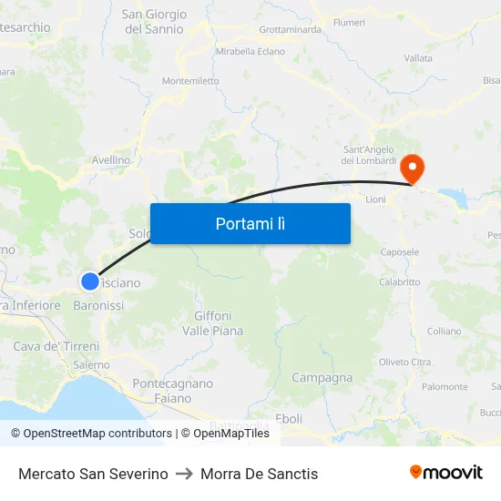 Mercato San Severino to Morra De Sanctis map