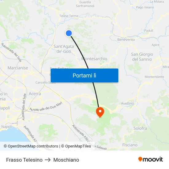 Frasso Telesino to Moschiano map
