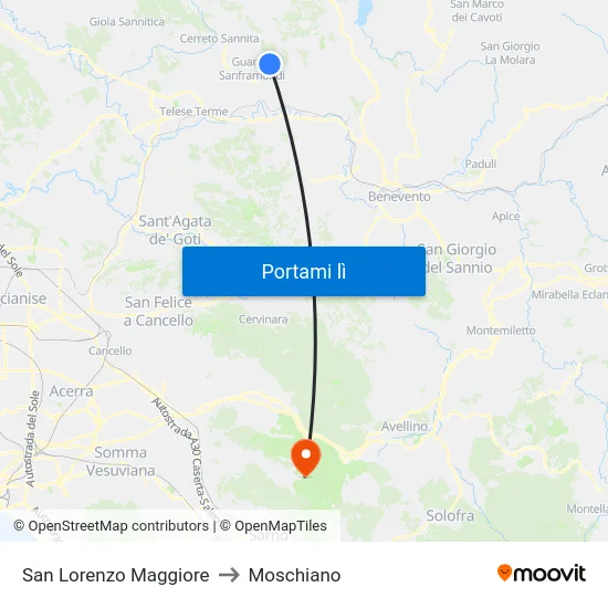 San Lorenzo Maggiore to Moschiano map