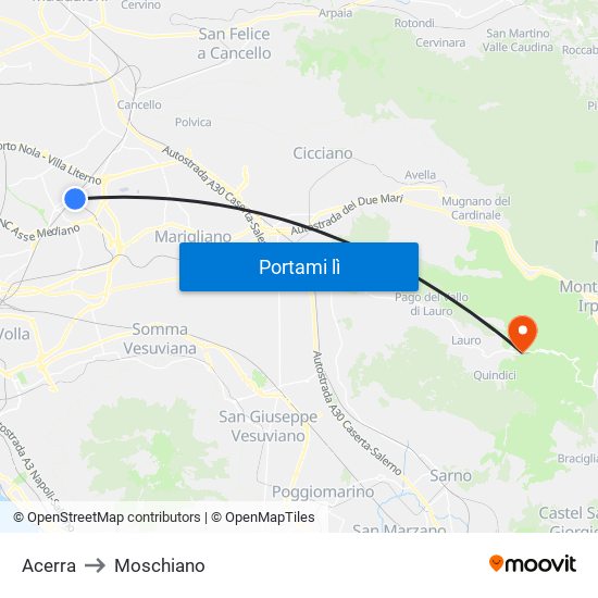 Acerra to Moschiano map