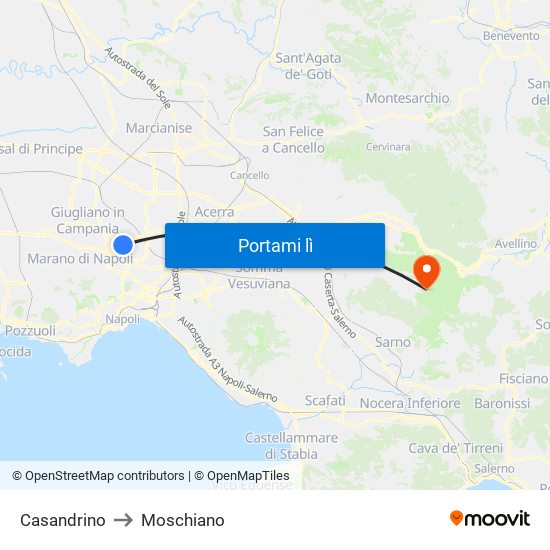 Casandrino to Moschiano map