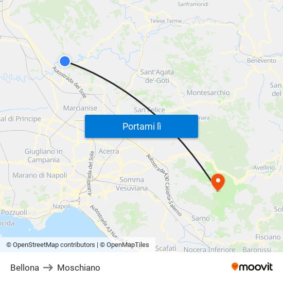 Bellona to Moschiano map