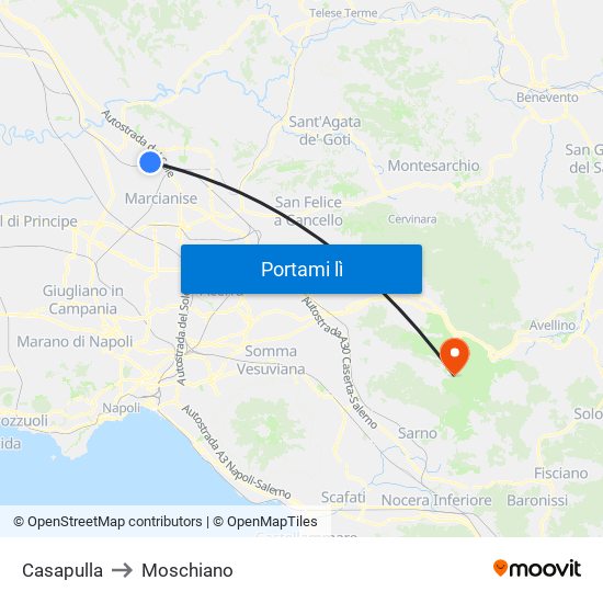 Casapulla to Moschiano map