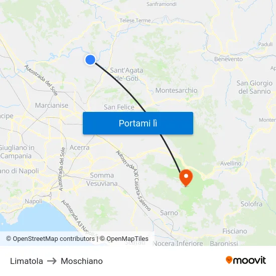 Limatola to Moschiano map