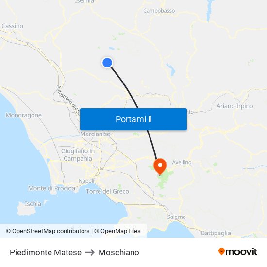 Piedimonte Matese to Moschiano map