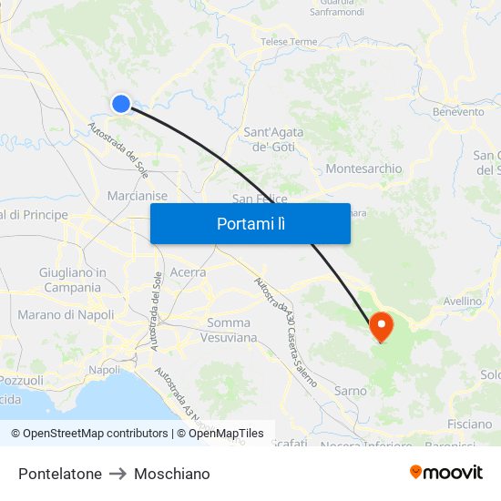 Pontelatone to Moschiano map