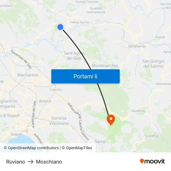 Ruviano to Moschiano map