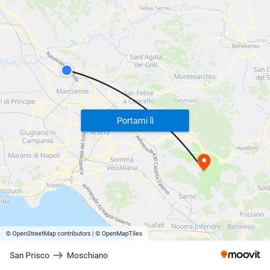 San Prisco to Moschiano map