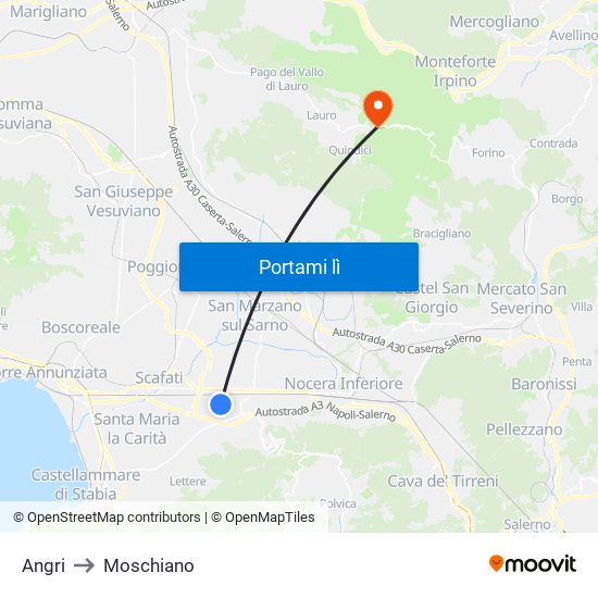 Angri to Moschiano map