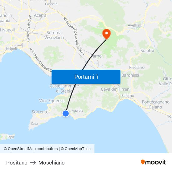 Positano to Moschiano map