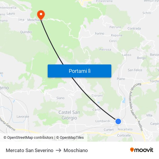 Mercato San Severino to Moschiano map