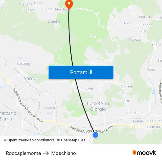 Roccapiemonte to Moschiano map