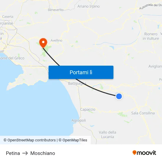Petina to Moschiano map