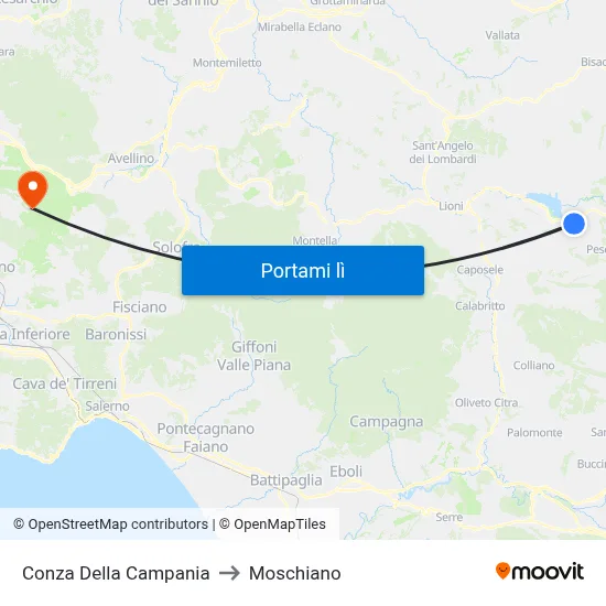 Conza Della Campania to Moschiano map