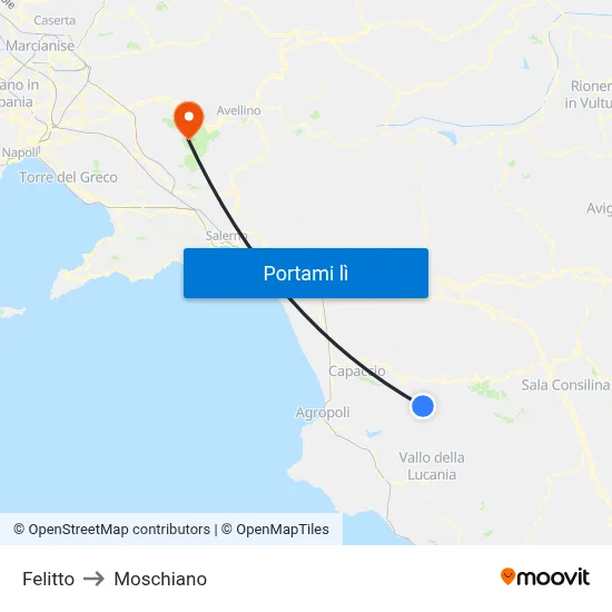 Felitto to Moschiano map