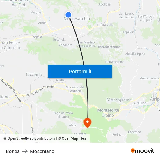 Bonea to Moschiano map