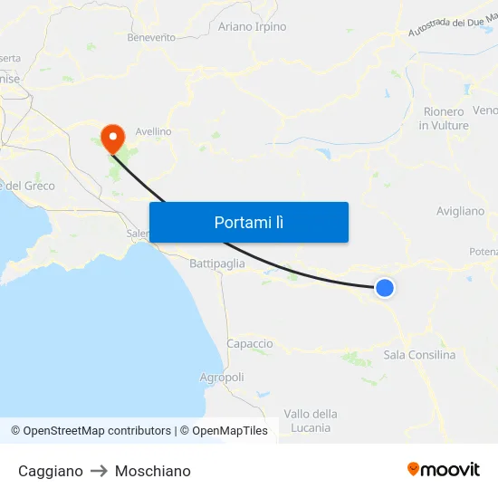 Caggiano to Moschiano map