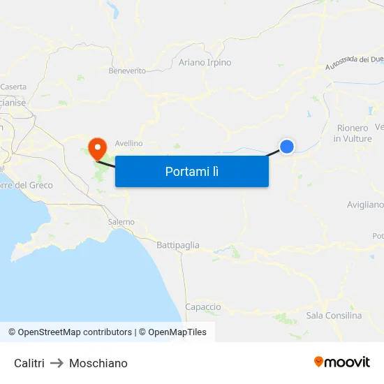 Calitri to Moschiano map