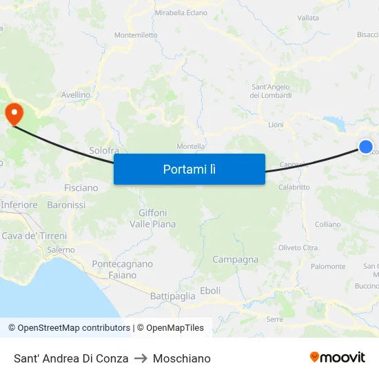 Sant' Andrea Di Conza to Moschiano map