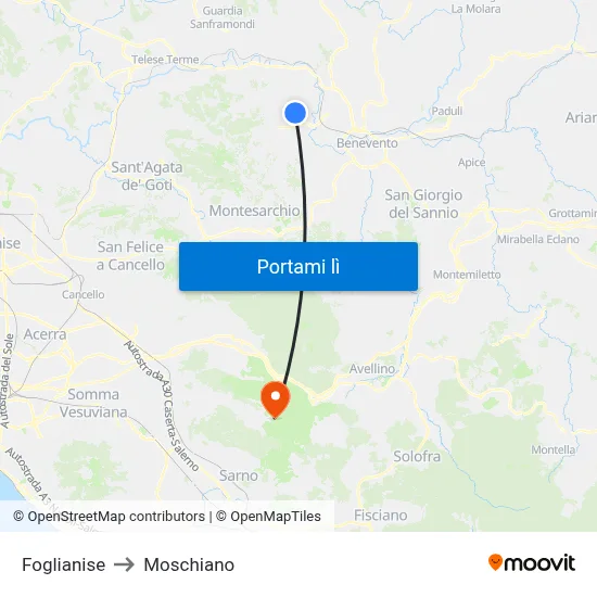 Foglianise to Moschiano map