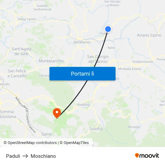 Paduli to Moschiano map