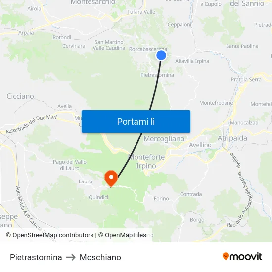 Pietrastornina to Moschiano map