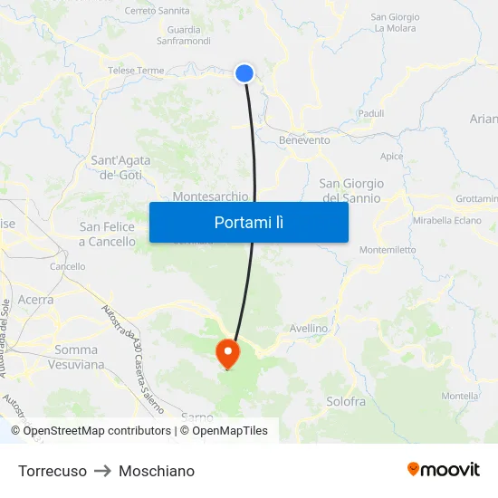 Torrecuso to Moschiano map
