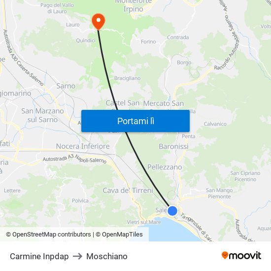 Carmine Inpdap to Moschiano map