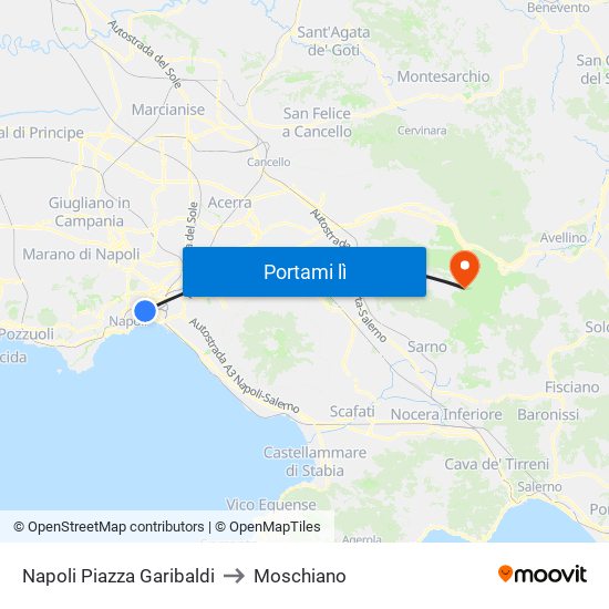 Napoli Piazza Garibaldi to Moschiano map