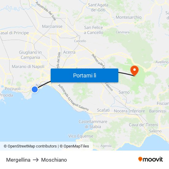 Mergellina to Moschiano map