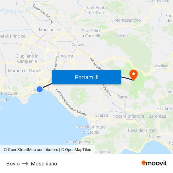 Bovio to Moschiano map