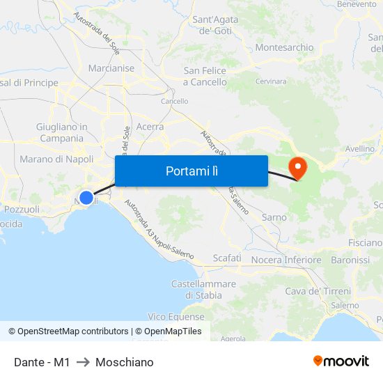 Dante - M1 to Moschiano map