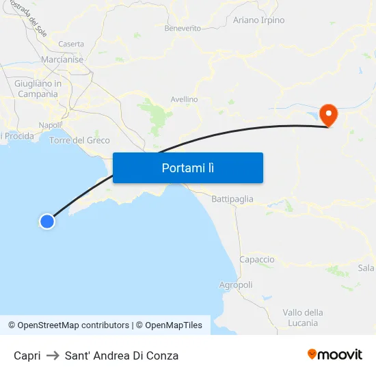 Capri to Sant' Andrea Di Conza map