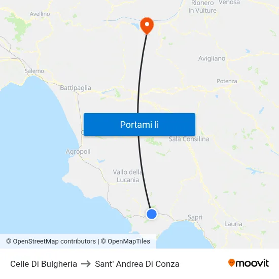 Celle Di Bulgheria to Sant' Andrea Di Conza map