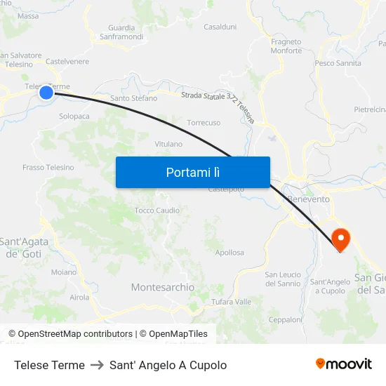 Telese Terme to Sant' Angelo A Cupolo map