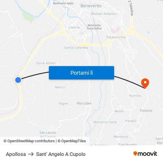 Apollosa to Sant' Angelo A Cupolo map