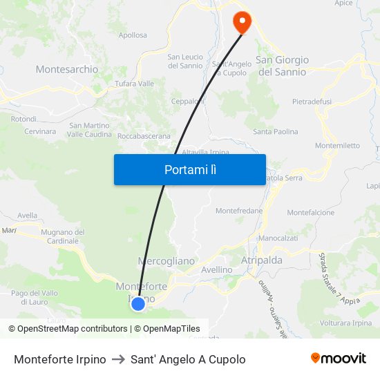 Monteforte Irpino to Sant' Angelo A Cupolo map