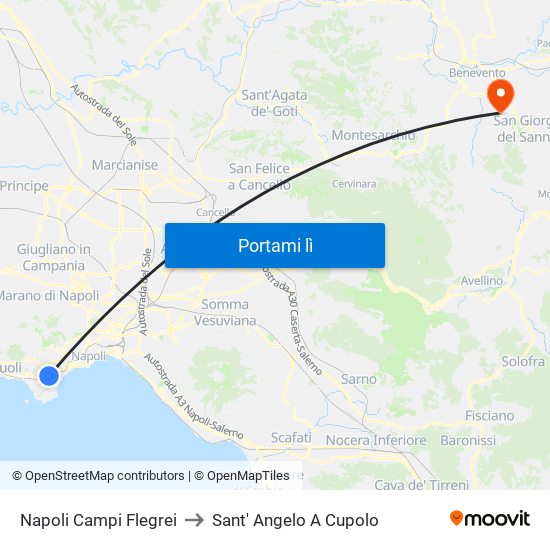 Napoli Campi Flegrei to Sant' Angelo A Cupolo map