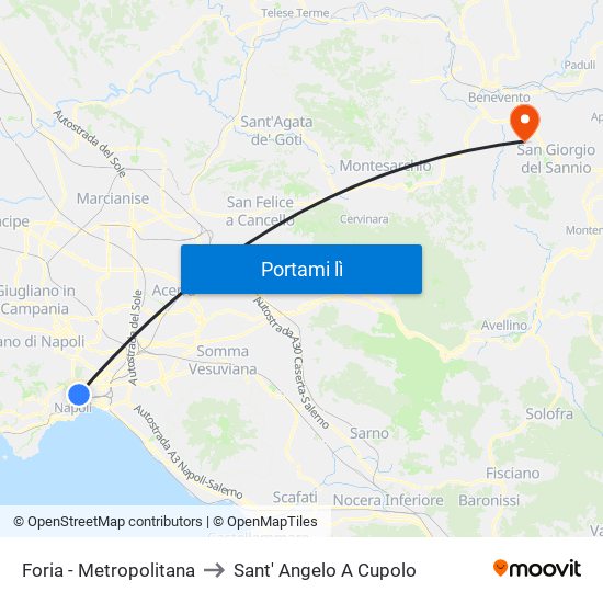 Foria - Metropolitana to Sant' Angelo A Cupolo map