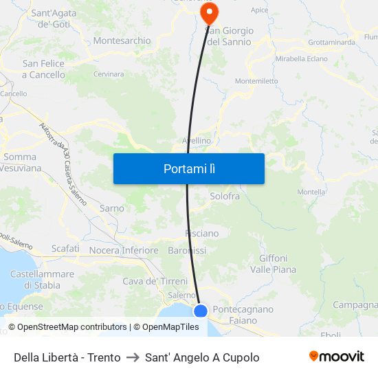 Della Libertà - Trento to Sant' Angelo A Cupolo map