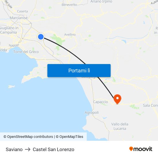 Saviano to Castel San Lorenzo map