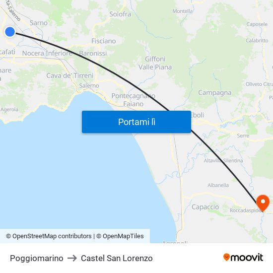 Poggiomarino to Castel San Lorenzo map